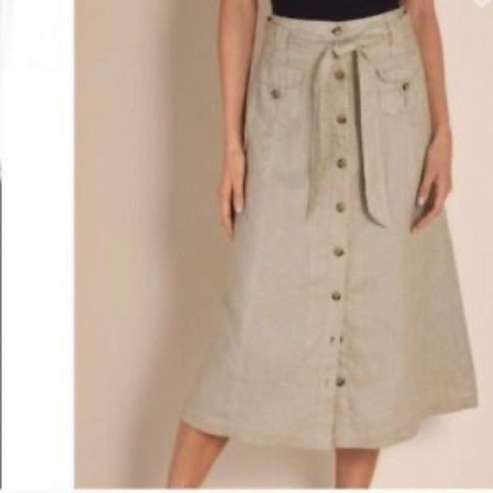 Soft surroundings linen button front skirt